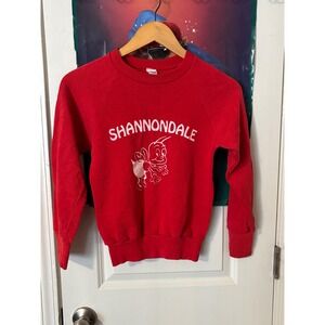 Vintage Healthknit Shannondale Bee Sweatshirt Red Kids Medium USA Made Raglan